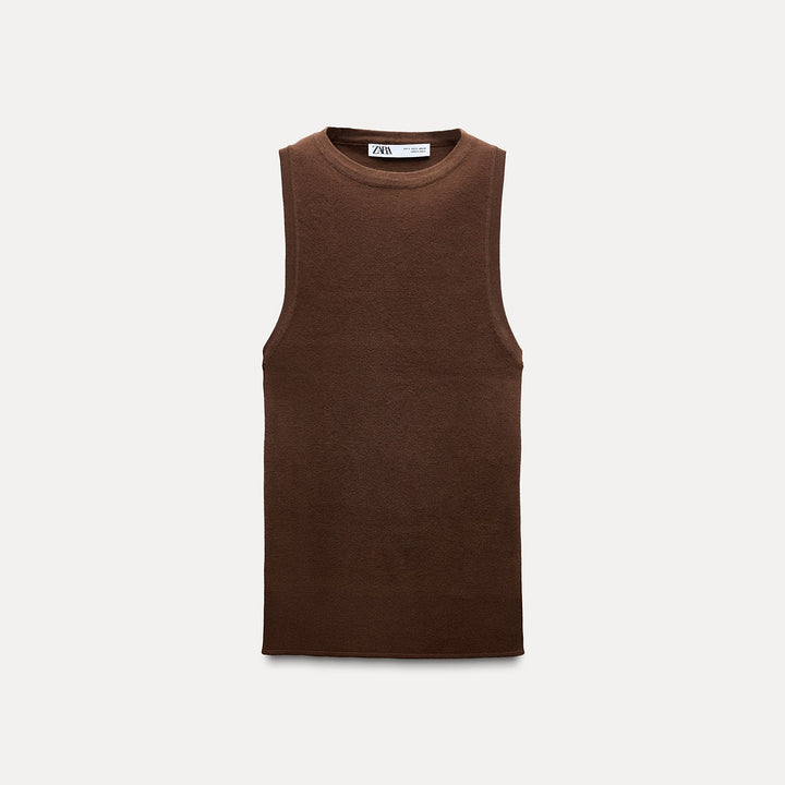 Moudda ZARA - Top col droit manches courtes droit tricot entier - Tunisie 2