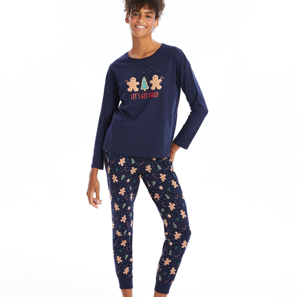 Moudda LC Waikiki - Pyjama en jersey manches longues Femme Imprimé marine - Tunisie 2