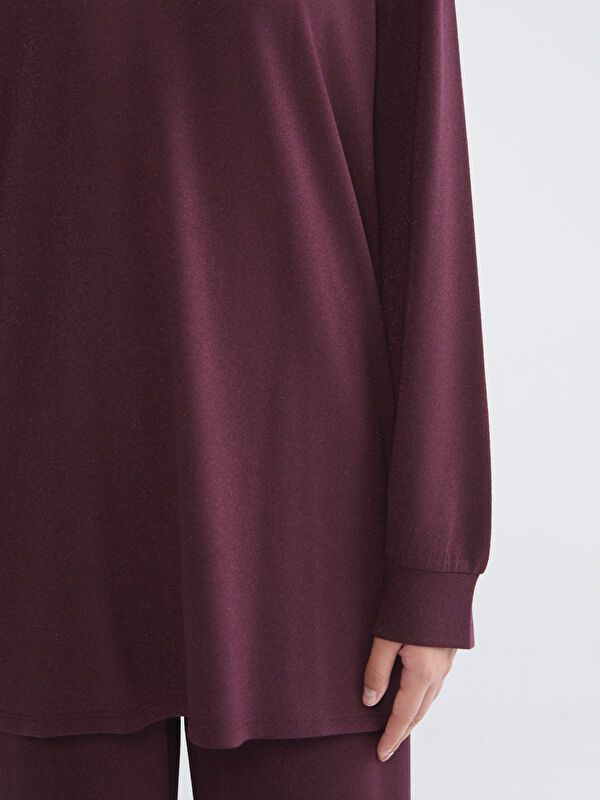 Moudda LC Waikiki - Tunique en jersey manches longues Femme Bordeaux - Tunisie 3