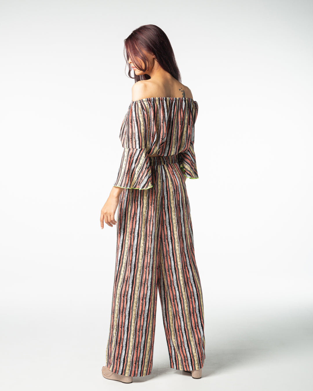 Set pantalon + croptop (Cotton imprimé orange)