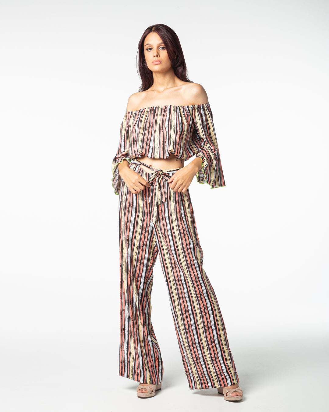 Set pantalon + croptop (Cotton imprimé orange)