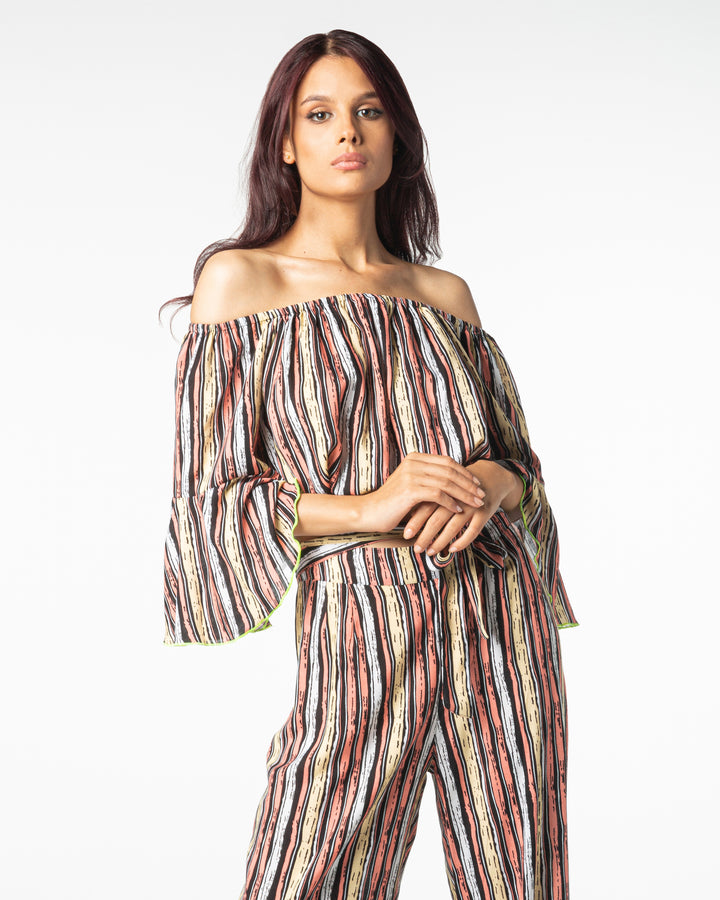 Set pantalon + croptop (Cotton imprimé orange)