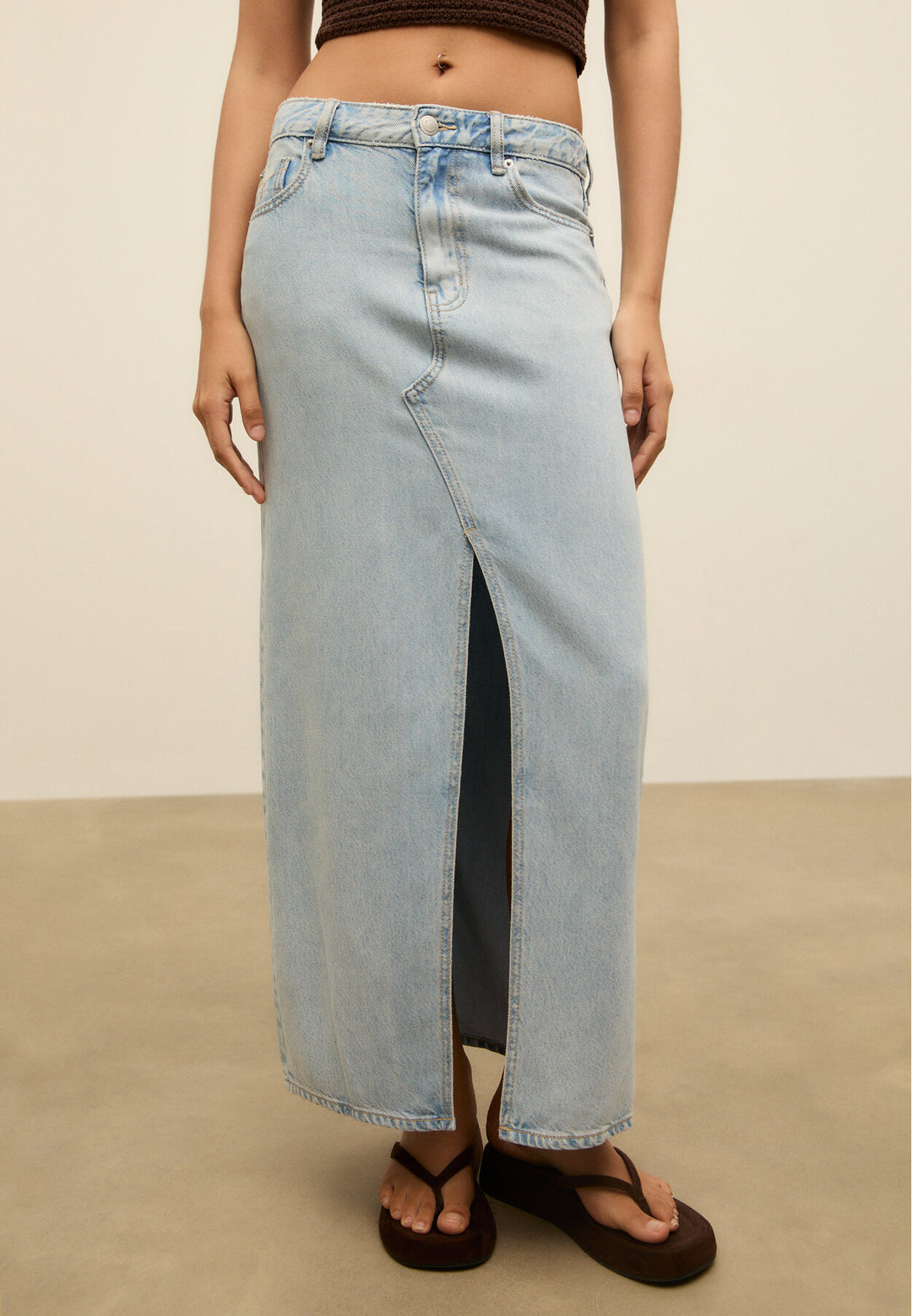 Jupe Midi Fluide - Denim - Tunisie3