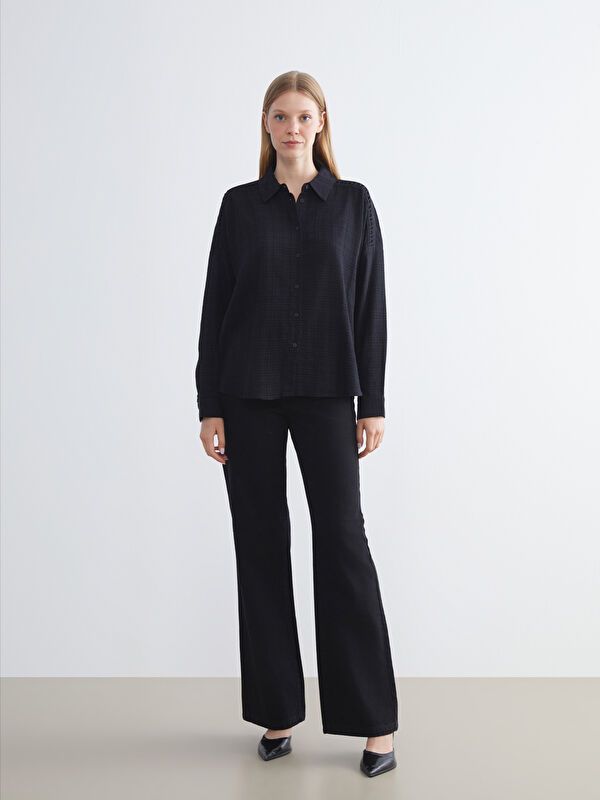 Moudda LC Waikiki - Chemise tissée manches longues Femme Noir - Tunisie 2