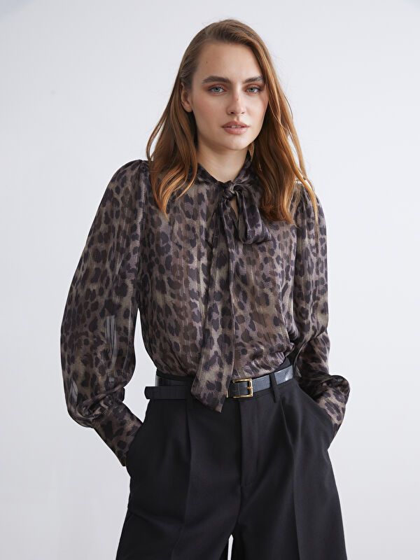 Moudda LC Waikiki - Blouse tissée imprimée manches longues Femme Imprimé vert - Tunisie 1