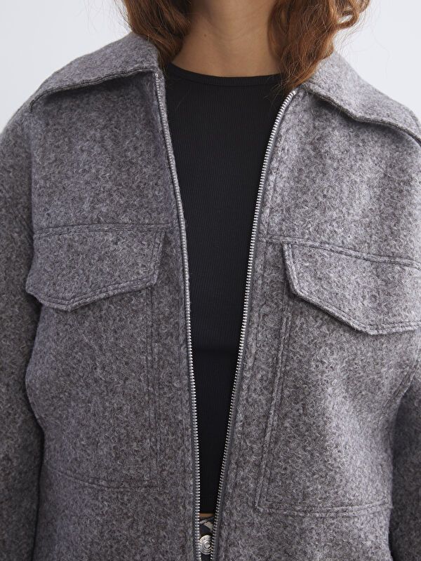 Moudda LC Waikiki - Manteau effet laine Femme Anthracite - Tunisie 3