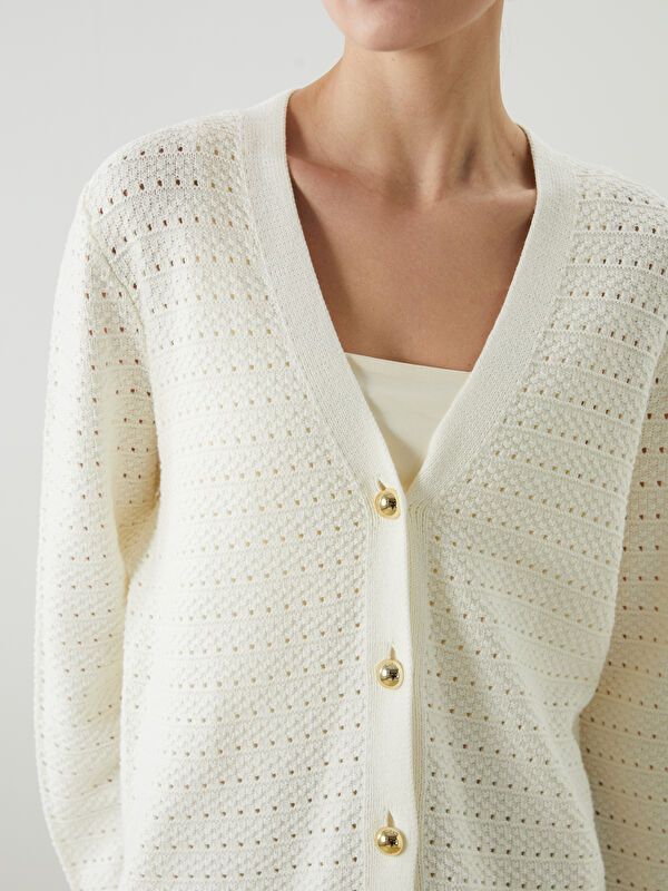 Moudda LC Waikiki - Cardigan fin en tricot Femme Ecru - Tunisie 3