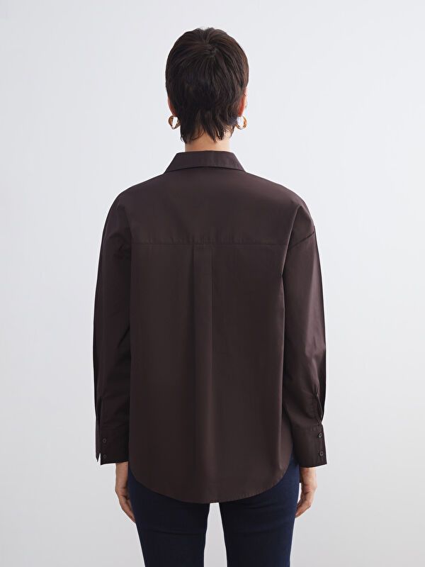 Moudda LC Waikiki - Chemise tissée manches longues Femme Brun foncé - Tunisie 4