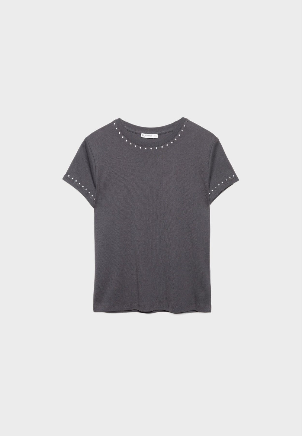 Moudda STRADIVARIUS - T-Shirt Regular M/C Col Rond Fitted avec Détail Clous - Tunisie 2