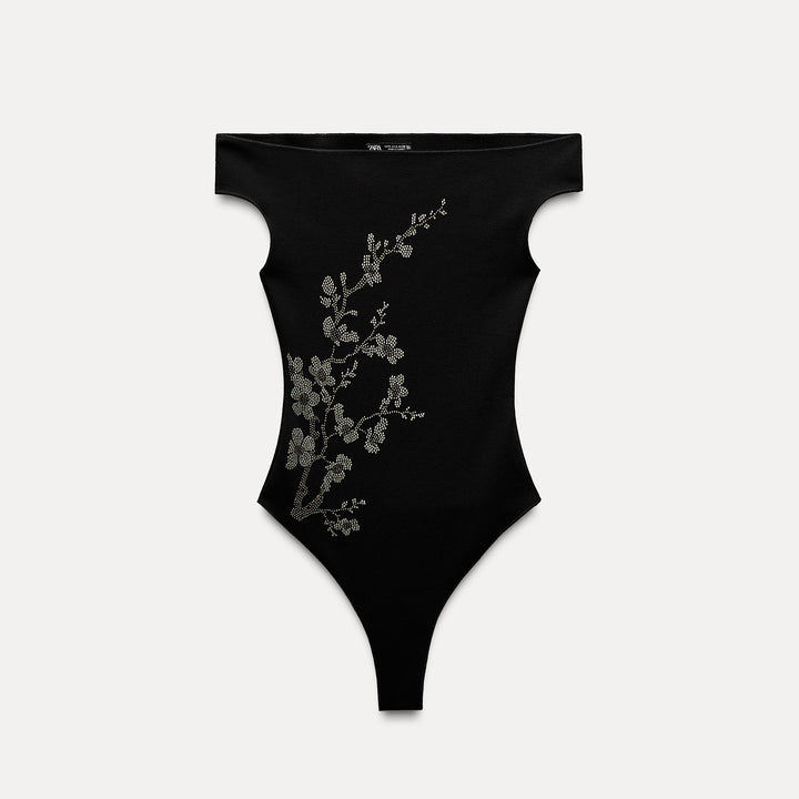 Moudda ZARA - Body en Maille Stretch Fleur Strass - Tunisie 1
