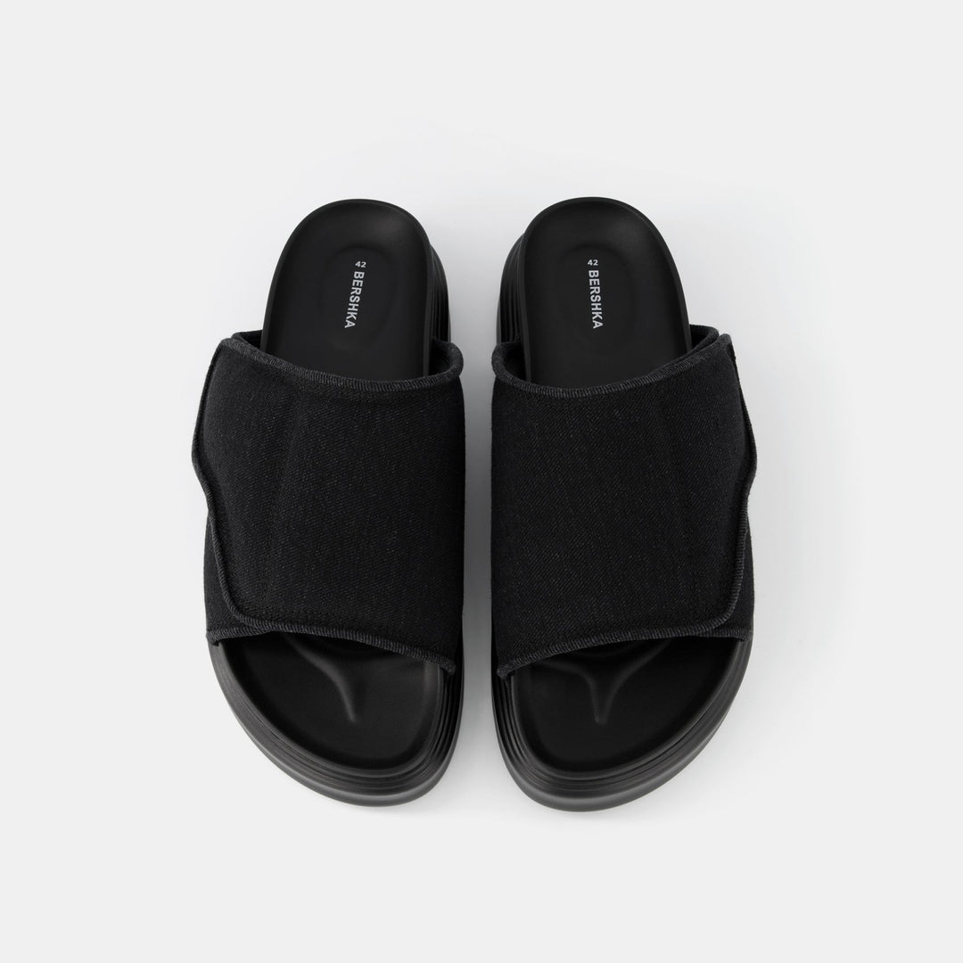 Moudda BERSHKA - Tongs chunky denim noires - Tunisie 1