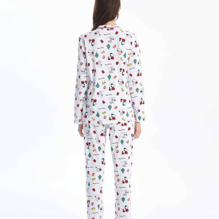 Moudda LC Waikiki - Pyjama en jersey manches longues Femme Imprimé écru - Tunisie 4