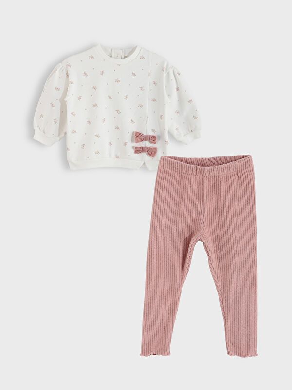 Moudda LC Waikiki - Ensemble en jersey Fille Crème imprimée - Tunisie 1