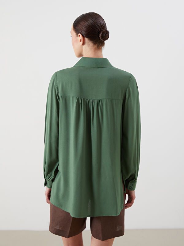 Moudda LC Waikiki - Chemise tissée manches longues Femme Kaki - Tunisie 4