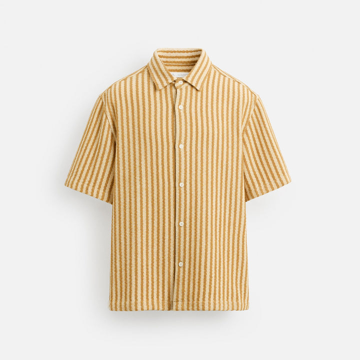 Moudda ZARA - Chemise - Rayures Structurées Jaunes (Rayons de Soleil & Marron) - Tunisie 1