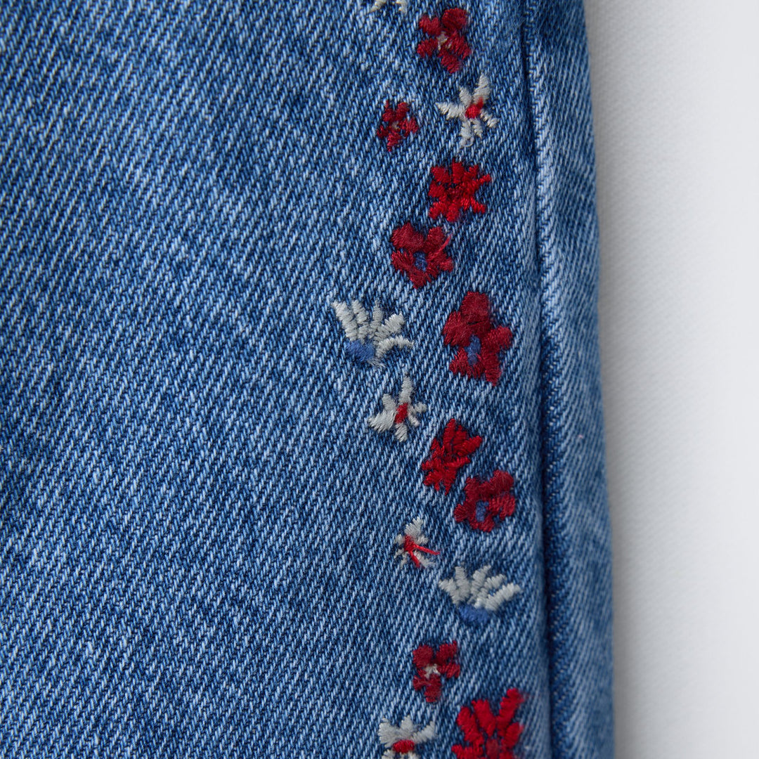 Moudda ZARA - Salopette Denim Enfant - Broderies Rouges - Tunisie 4