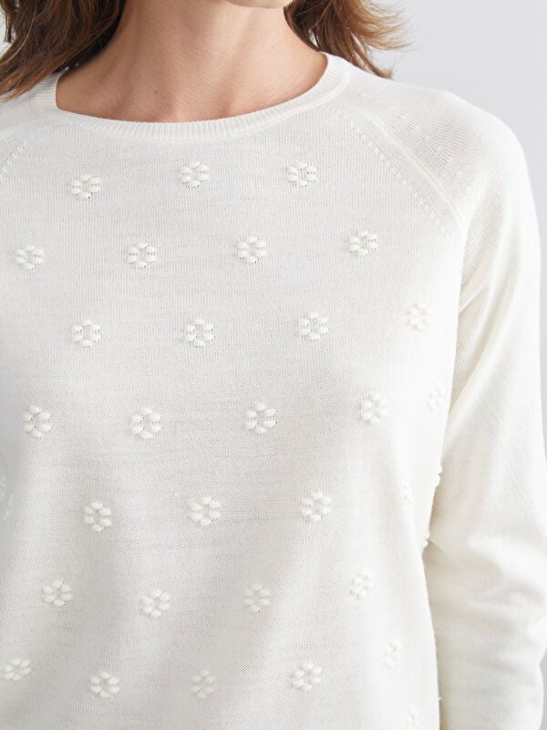 Moudda LC Waikiki - Pull tricot moyen Femme Ecru - Tunisie 3