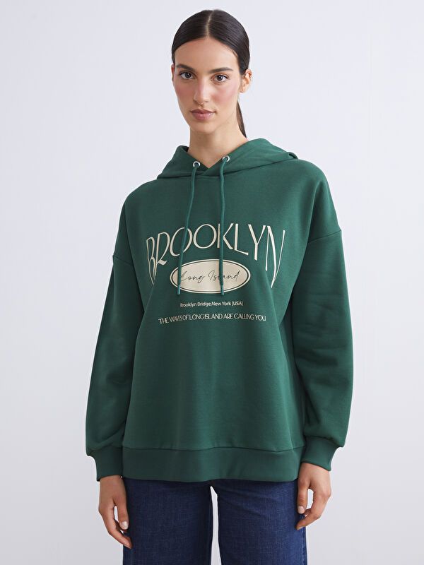 Moudda LC Waikiki - Tunique en jersey manches longues Femme Vert moyen - Tunisie 1