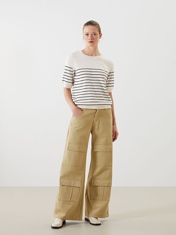 Moudda LC Waikiki - Pull tricot fin Femme Ecru rayé - Tunisie 2