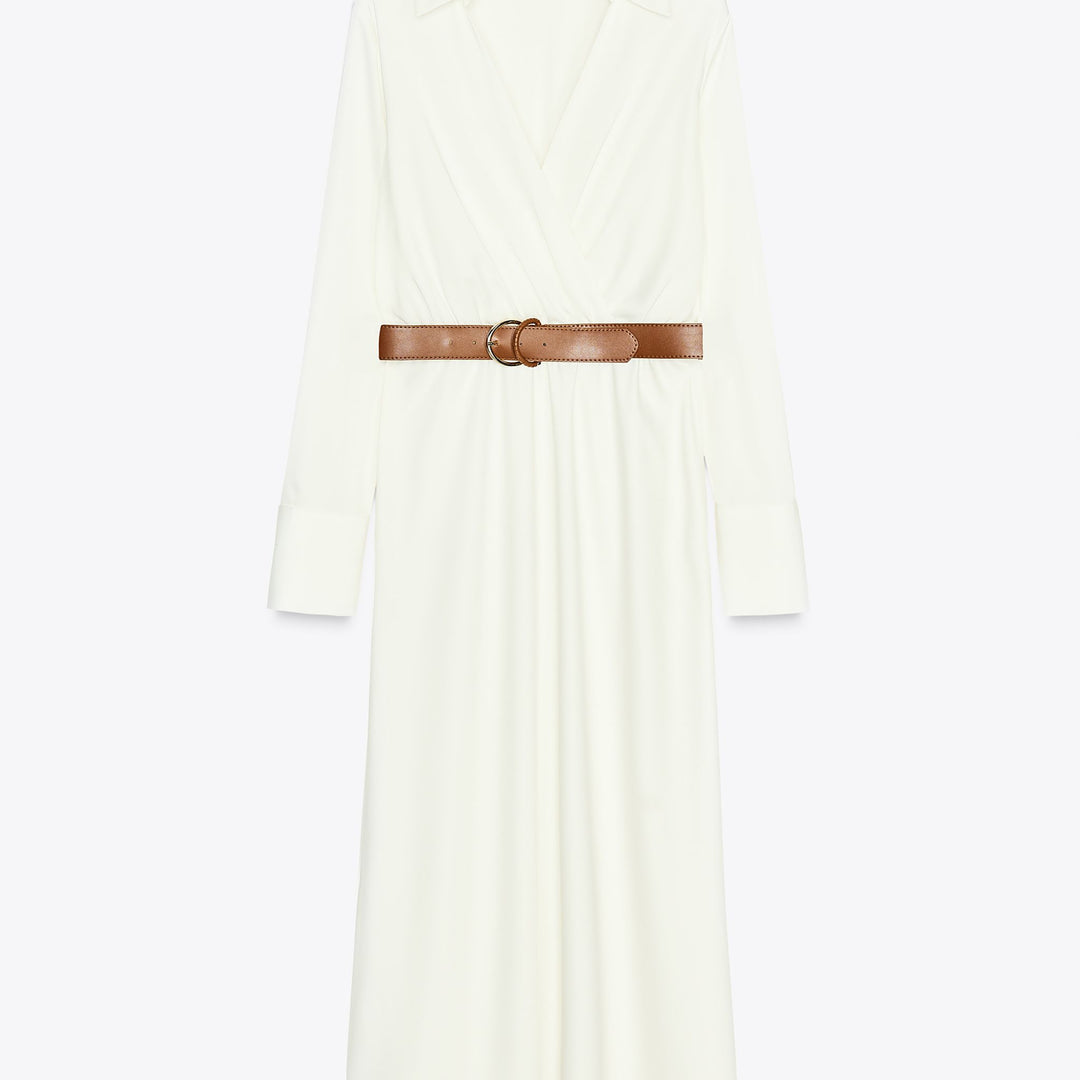Moudda ZARA - Robe Midi Satin - Encolure Croisée & Détail Ceinture - Tunisie 1