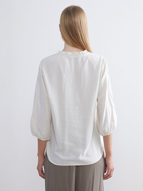 Moudda LC Waikiki - Chemise tissée manches longues Femme Beige - Tunisie 4