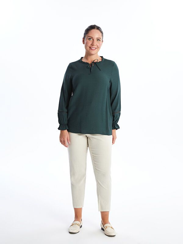 Moudda LC Waikiki - Blouse tissée manches longues Femme Vert foncé - Tunisie 2