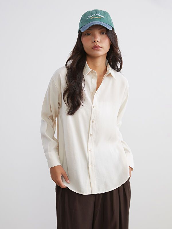 Moudda LC Waikiki - Chemise tissée manches longues Femme Beige clair - Tunisie 1