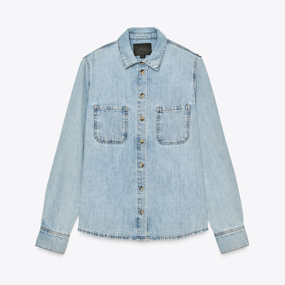 Moudda ZARA - Chemise Denim - Bleu Décoloré - Tunisie 1