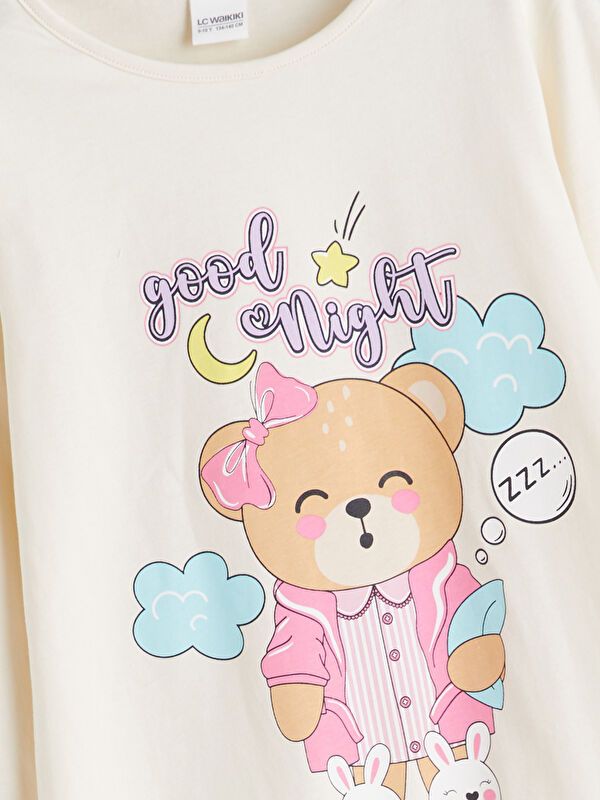 Moudda LC Waikiki - Pyjama en jersey manches longues moyen Fille Crème - Tunisie 3