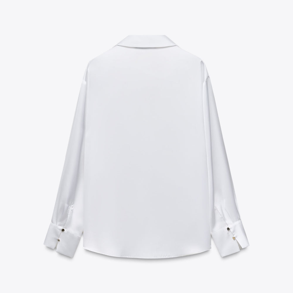 Moudda ZARA - Chemise Satin - Encolure Forcée & Bouton Doré - Tunisie 2
