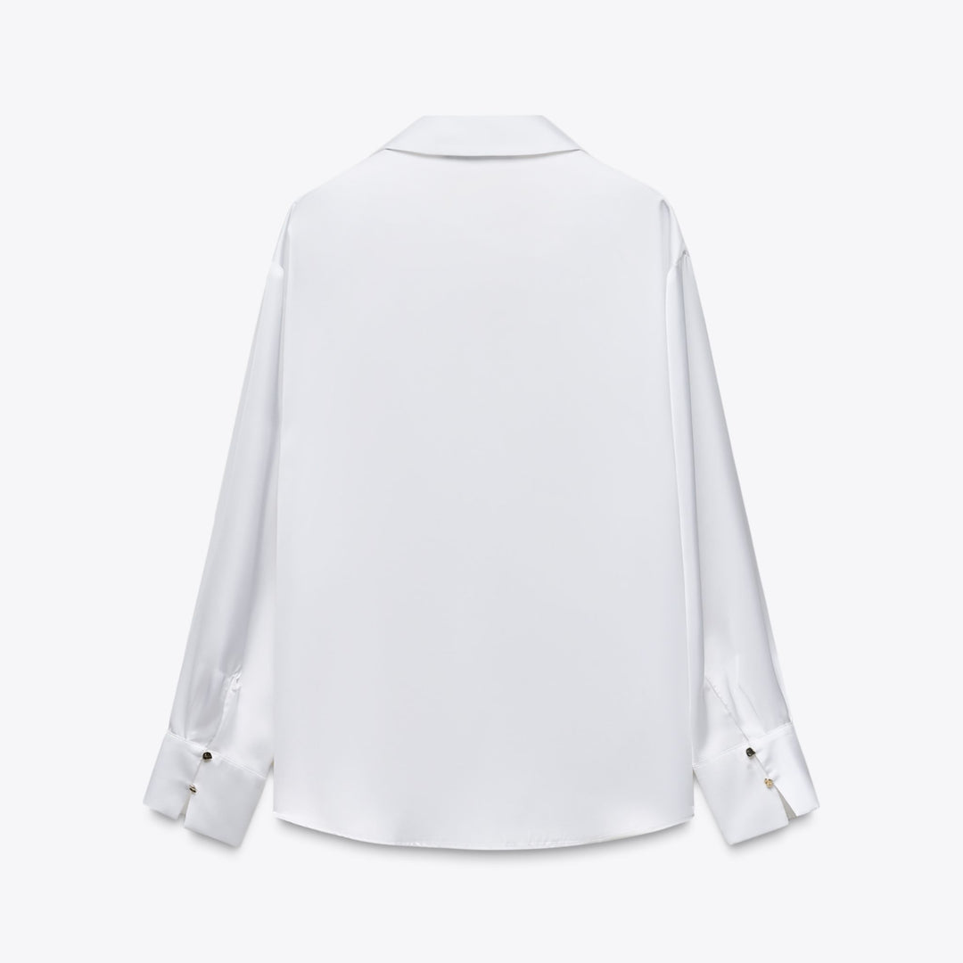 Moudda ZARA - Chemise Satin - Encolure Forcée & Bouton Doré - Tunisie 2