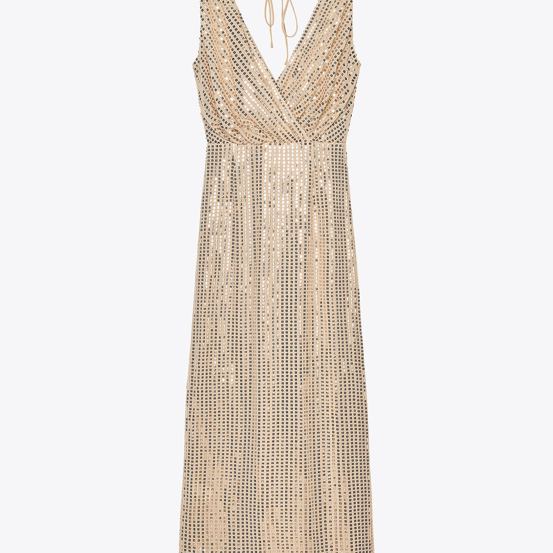 Moudda ZARA - Robe Midi Lingerie - Col Piqué, Paillettes & Asymétrique - Tunisie 2