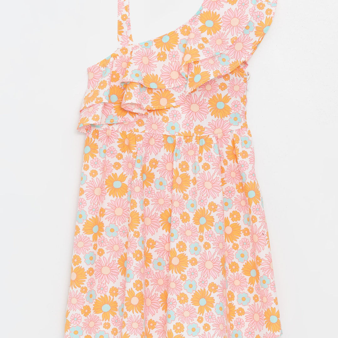 Moudda LC Waikiki - Robe tissée manches courtes Fille Imprimé blanc - Tunisie 2