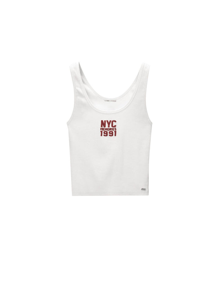 Moudda PULL & BEAR - Top Pacific Brodé Villes Blanc - Tunisie 5