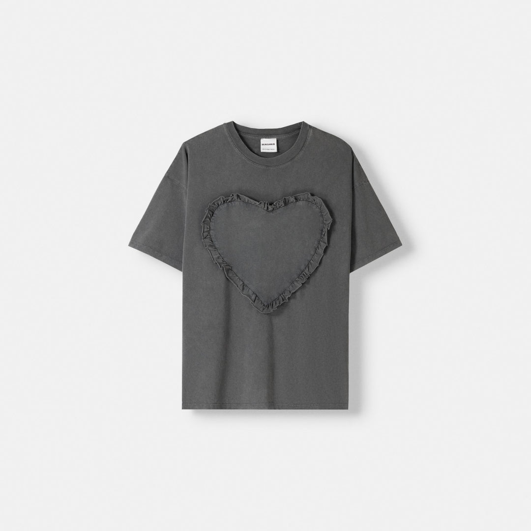 Moudda BERSHKA - T-shirt oversize teint pièce avec cœur - Tunisie 1