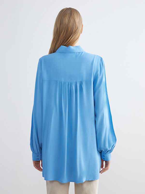 Moudda LC Waikiki - Chemise tissée manches longues Femme Bleu - Tunisie 4