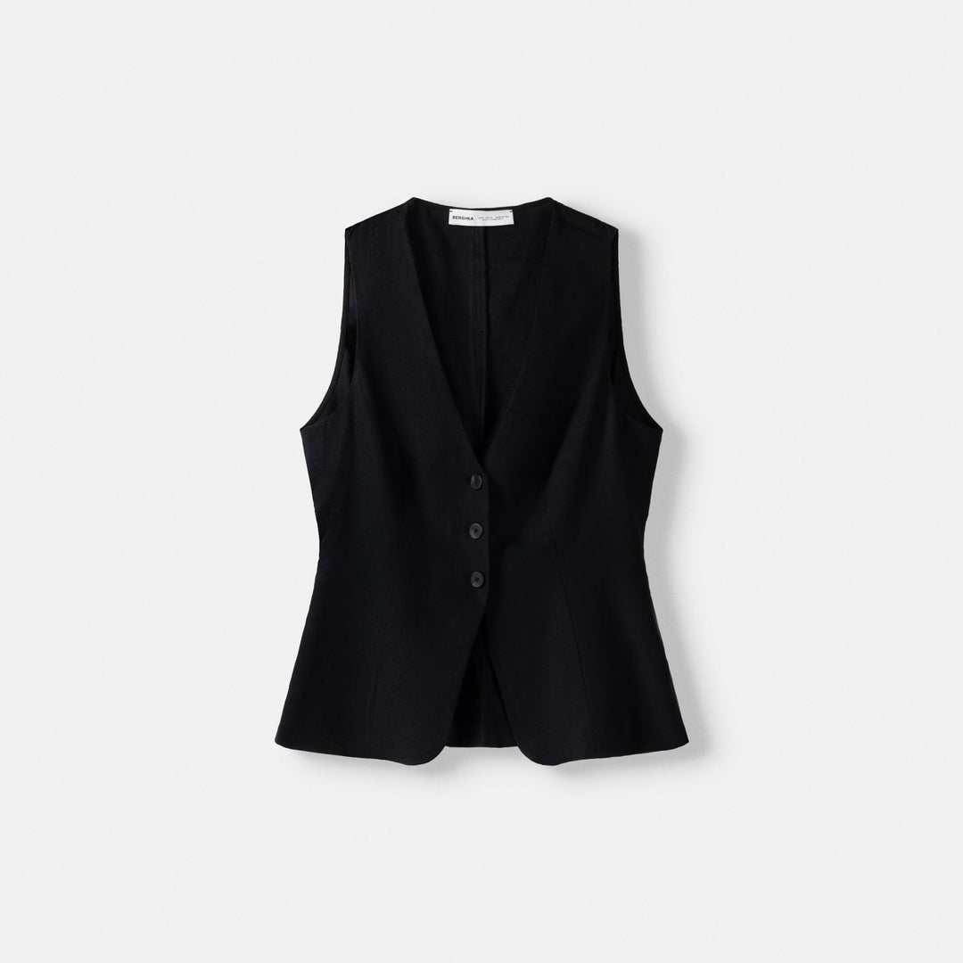 Moudda BERSHKA - Gilet Long Ajusté en Lin - Tunisie 1