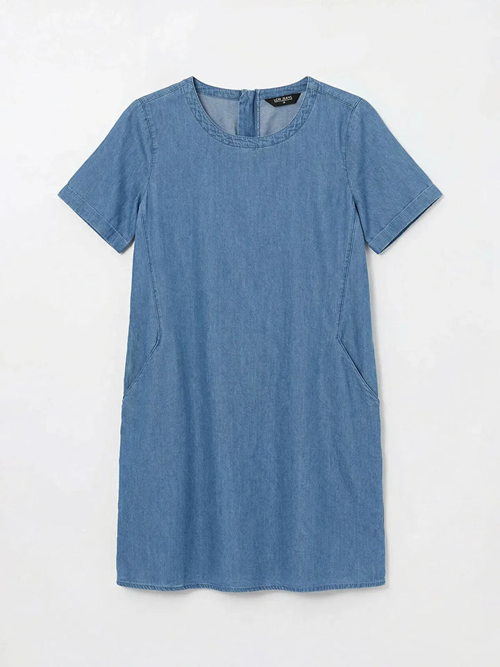 Moudda LC Waikiki - LCWAIKIKI Classic Crew Neck Mini Denim Dress - Tunisie 5