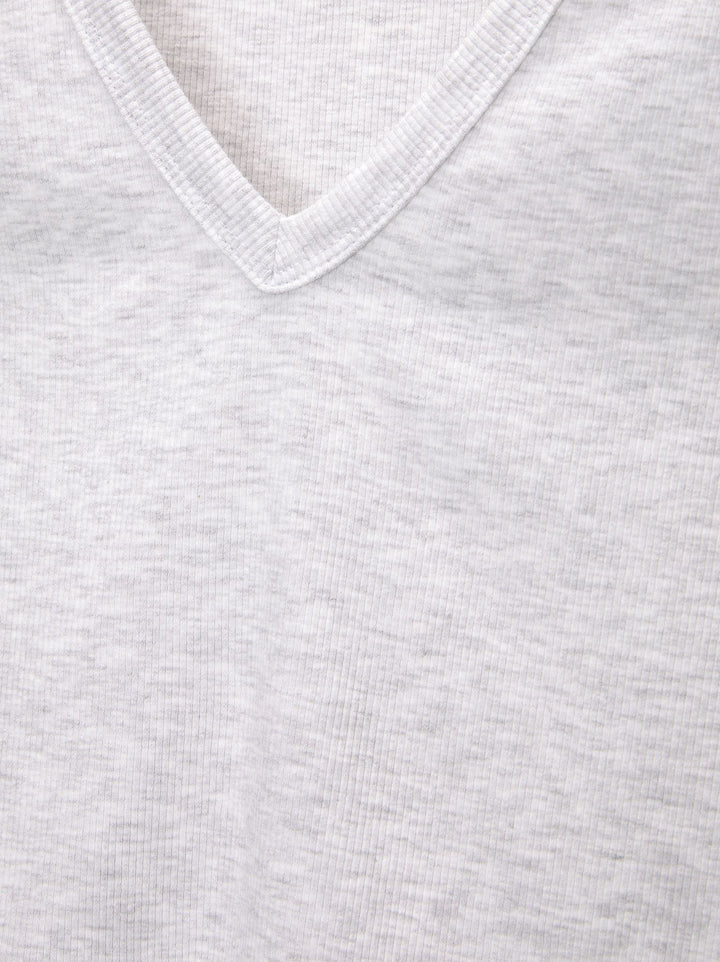 Moudda PULL & BEAR - T-Shirt Basique Crop Côtelé Col V - Tunisie 2