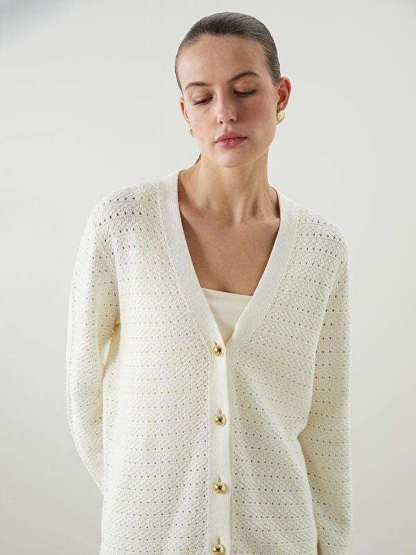 Moudda LC Waikiki - Cardigan fin en tricot Femme Ecru - Tunisie 1