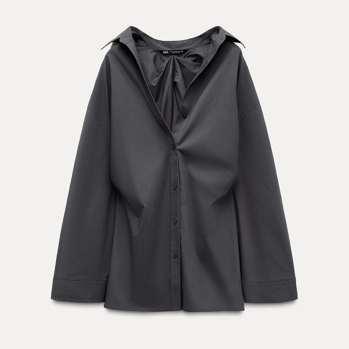 Moudda ZARA - Chemise oversized gabardine plis dos - Tunisie 1