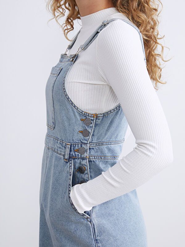 Moudda LC Waikiki - Robe tissée manches courtes denim Femme Rodéo mid indigo - Tunisie 3