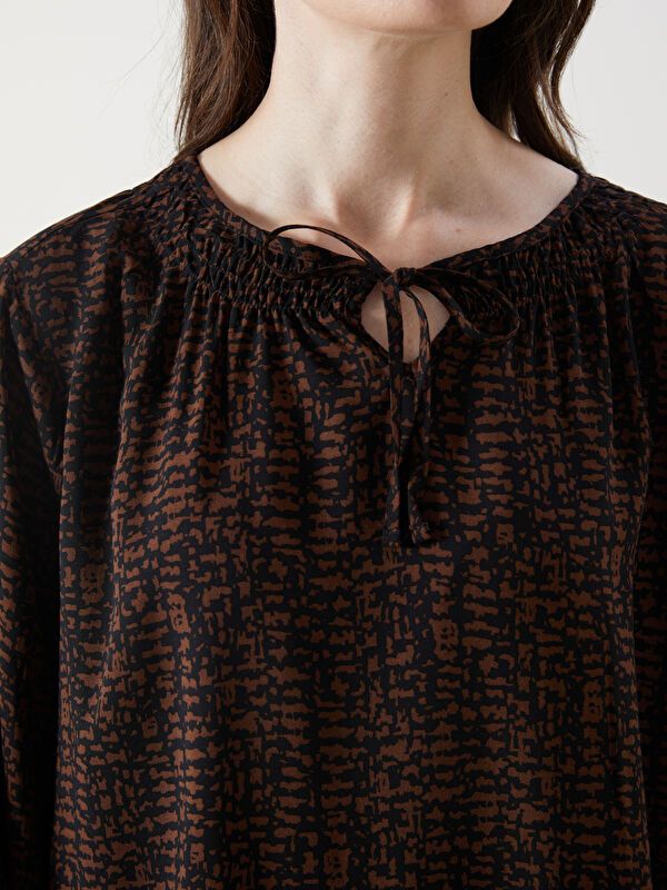 Moudda LC Waikiki - Blouse tissée imprimée manches longues Femme Imprimé en noir - Tunisie 3