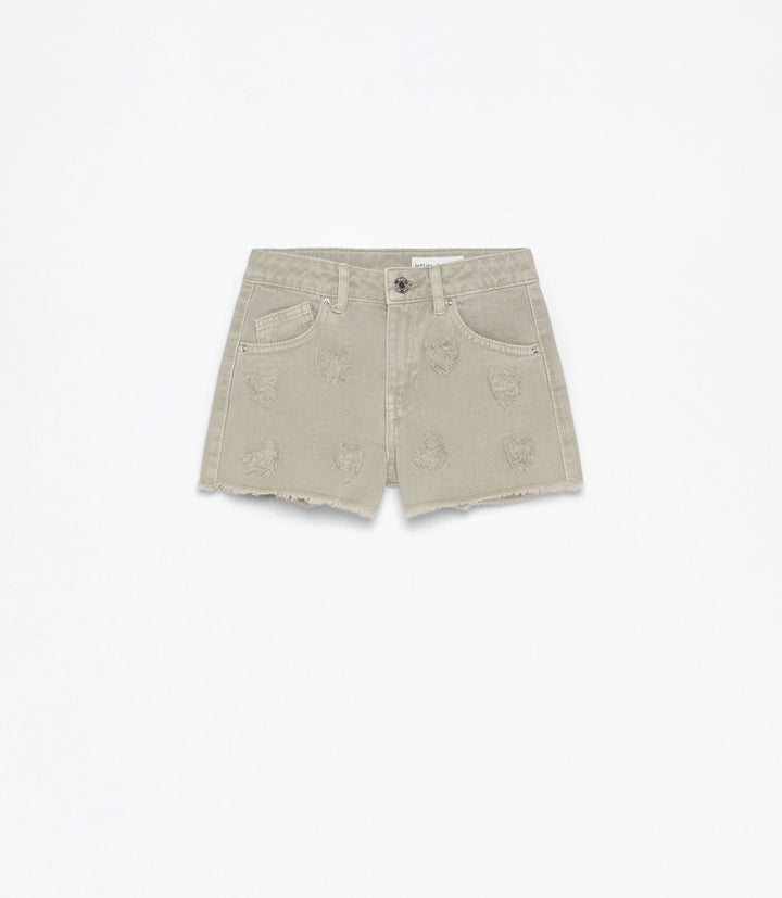 Moudda Lefties - Short A-Line Denim - Effet Déchiré & Broderie Fille D5 - Tunisie 1