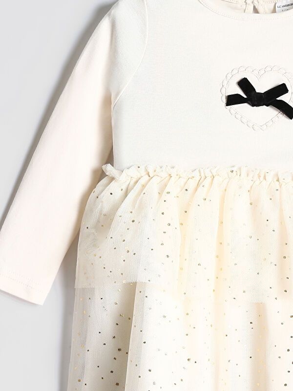 Moudda LC Waikiki - Robe en jersey manches longues Fille Crème - Tunisie 3