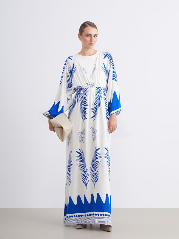 Moudda LC Waikiki - Robe tissée manches longues Femme Imprimé en blanc - Tunisie 1