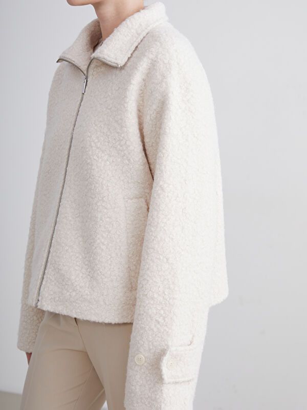 Moudda LC Waikiki - Manteau effet laine Femme Ecru - Tunisie 3