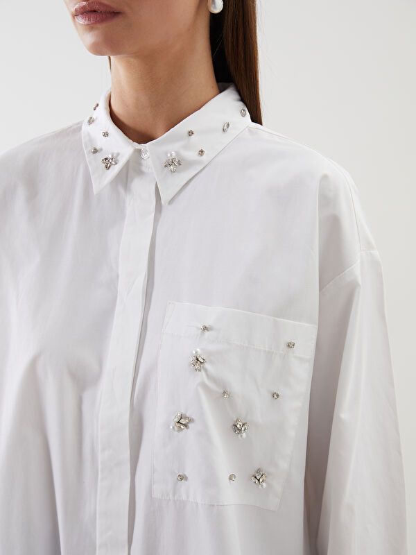 Moudda LC Waikiki - Tunique tissée manches longues Femme Ecru - Tunisie 3