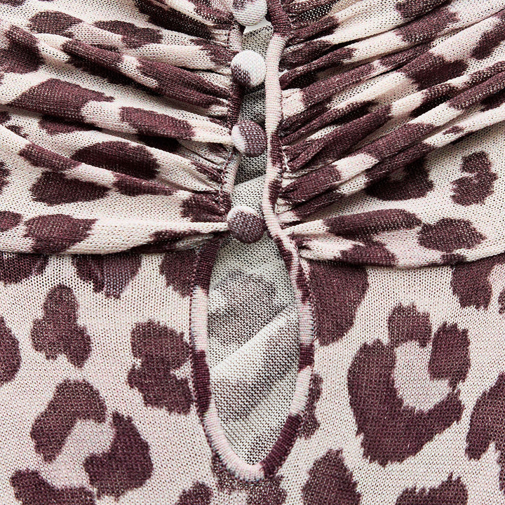 Moudda ZARA - Top manches longues col haut drapé imprimé animalier maille fine - Tunisie 4