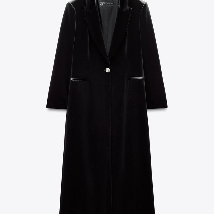 Moudda ZARA - Blazer Long - Velours & Bouton Bijou - Tunisie 1